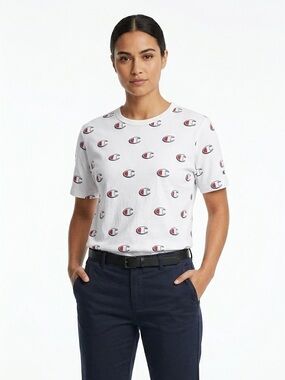 Champion Heritage Sketched Logo Print T-Shirt White NWOT Size S